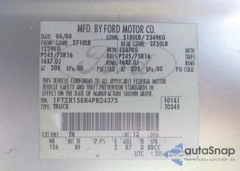 2004 Ford Ranger Xlt from USA, damaged, VIN 1FTZR15E84PB24375